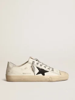 New Golden Goose Tênis V-Star de napa branco sujo com estrela de nubuk preto Cabedal de napa branco sujo