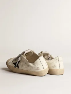 New Golden Goose Tênis V-Star de napa branco sujo com estrela de nubuk preto Cabedal de napa branco sujo