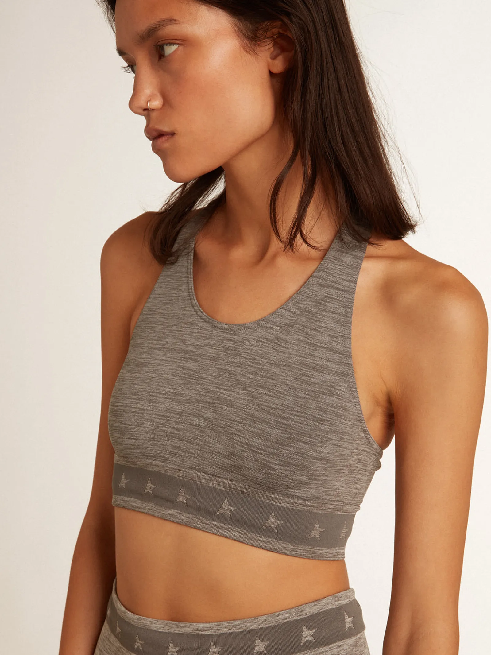 Best Golden Goose Top esportivo cinza mescla Star Collection