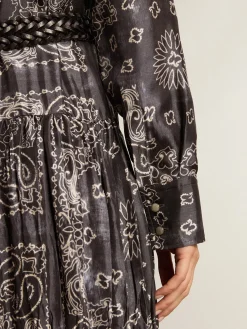 Best Sale Golden Goose Vestido chemise na cor antracite com estampa caxemira Golden Collection