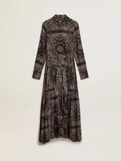 Best Sale Golden Goose Vestido chemise na cor antracite com estampa caxemira Golden Collection