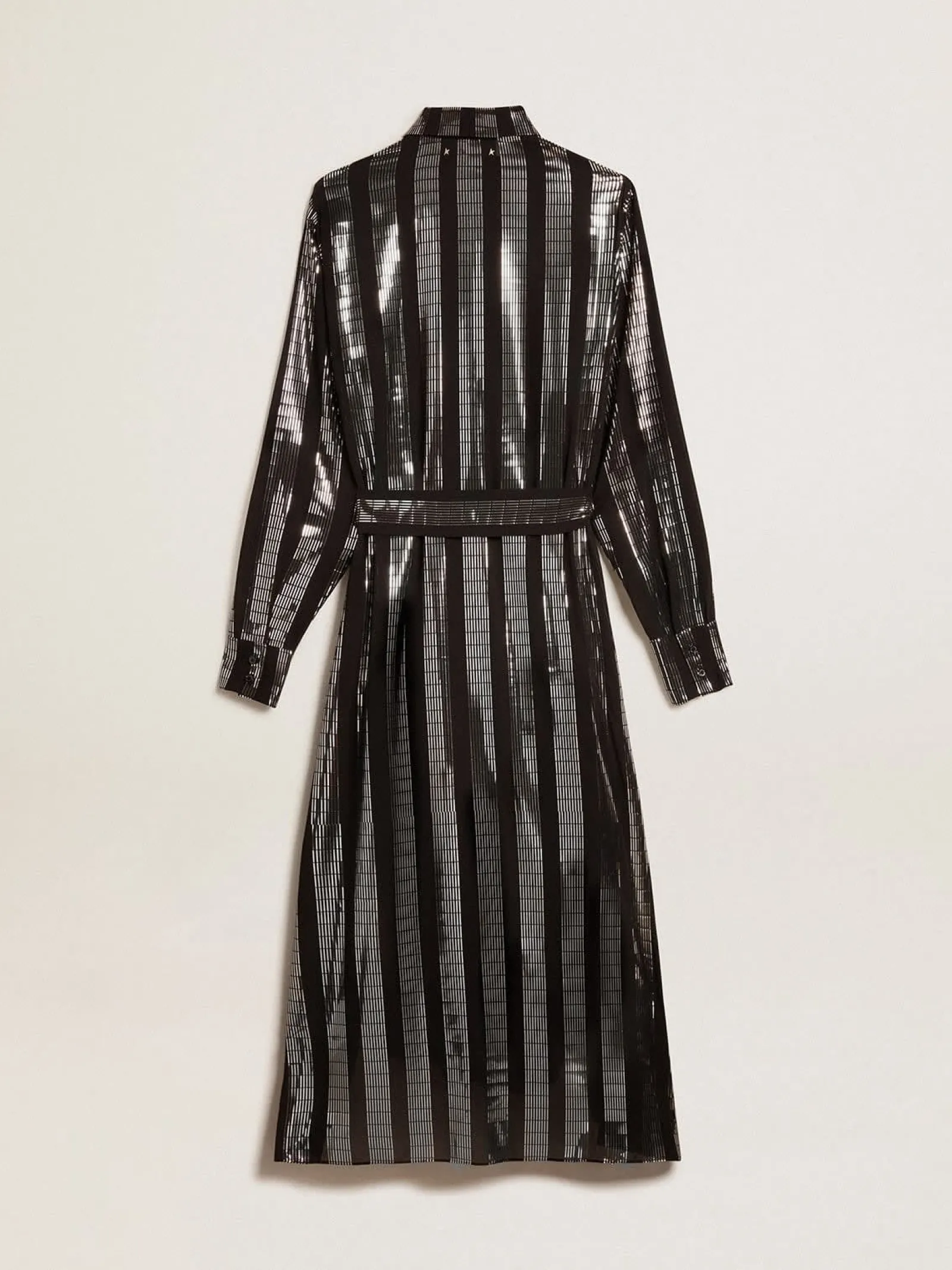 Flash Sale Golden Goose Vestido chemise preto com aplicações metálicas Coleção Journey