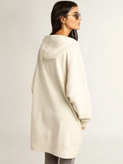 Sale Golden Goose Vestido de moletom branco com capuz e patch Golden Cor: branco heritage