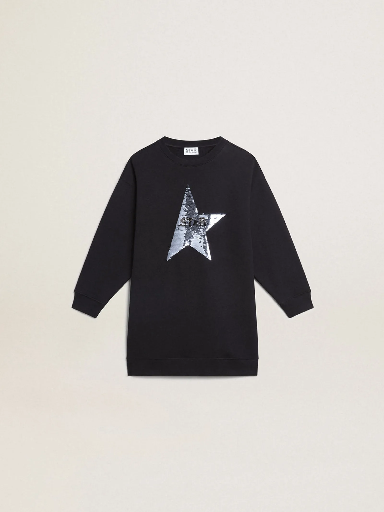 Outlet Golden Goose Vestido de moletom infantil feminino azul com estrela de lantejoulas Star Collection