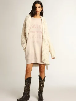 Fashion Golden Goose Vestido de moletom rosa pálido com tratamento desgastado Cor: rosa pálido