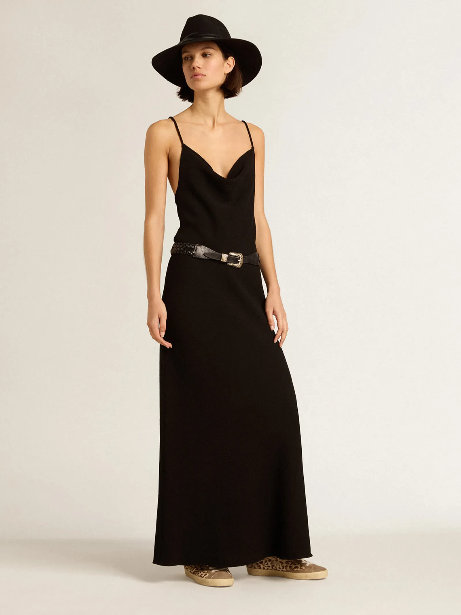 New Golden Goose Vestido slip dress preto Coleção Journey