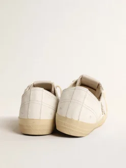 New Golden Goose V-Star de couro branco com estrela de glitter platinado Cor: branco