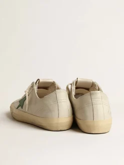 Best Golden Goose V-Star de couro brilhante com estrela de couro verde Cabedal de couro brilhante branco sujo