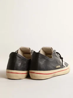 Clearance Golden Goose V-Star LTD de lona azul com estrela de couro metálico prateado Cor: azul-escuro