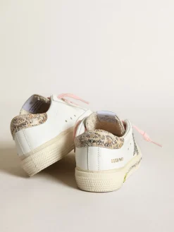 Clearance Golden Goose Young May com estrela de glitter prateado e talão estampa de leopardo Cor: branco