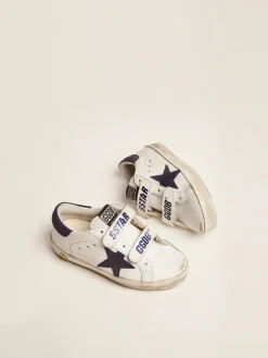 Discount Golden Goose Young Old School com inserções azul-escuro Cabedal: 100% couro bovino