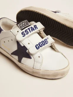 Discount Golden Goose Young Old School com inserções azul-escuro Cabedal: 100% couro bovino